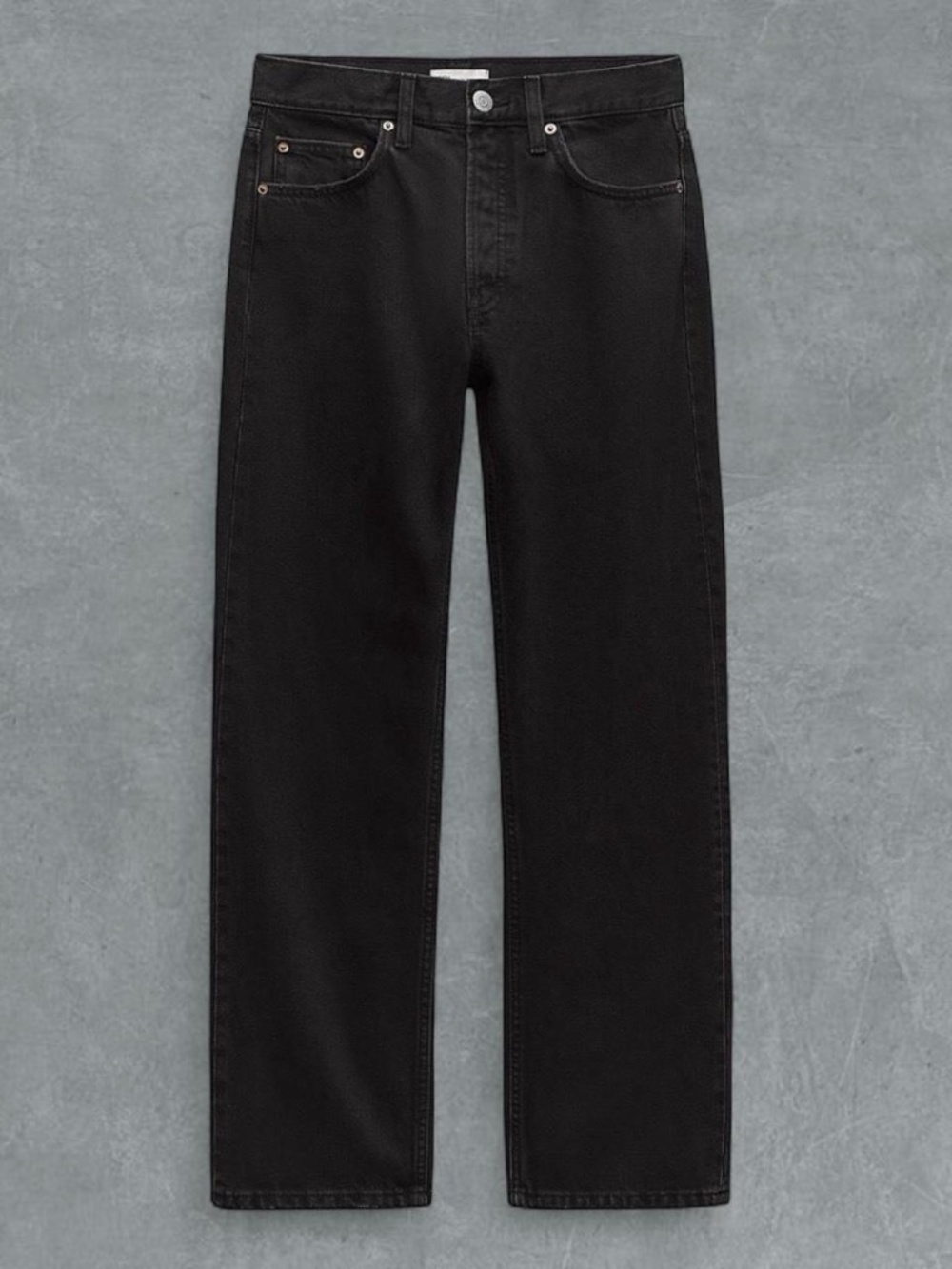 ZARA black 100% cotton mid rise straight leg jeans, new with tags, size 4.